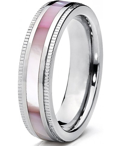 Titanium Women's Pink Hues Mother of Pearl Inlaid Band Ring, Comfort Fit, 5mm Sizes 5 to 9 $12.82 Rings