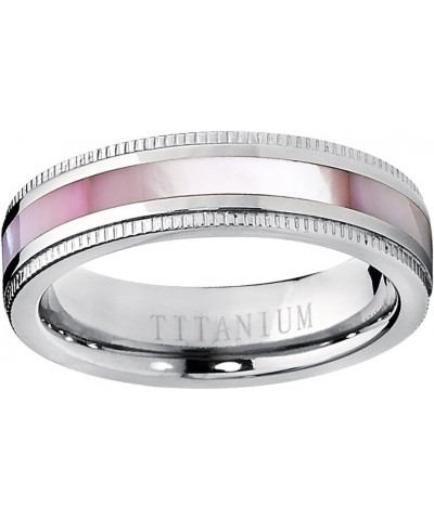 Titanium Women's Pink Hues Mother of Pearl Inlaid Band Ring, Comfort Fit, 5mm Sizes 5 to 9 $12.82 Rings