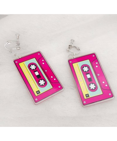 80s Clip on Earrings Cassette Tape Clip on Earrings Love Heart Clip on Earrings Non Pierced Women Girl 1980s Retro Neon Earri...