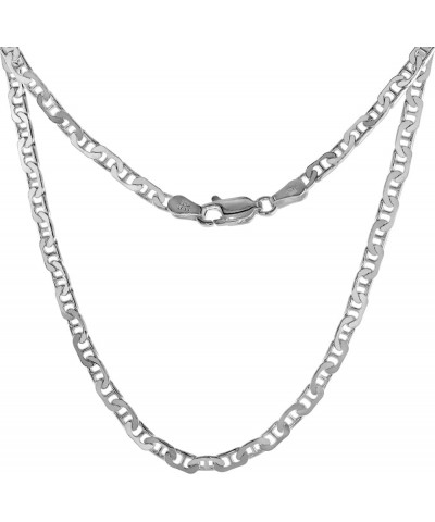 Sterling Silver Flat Mariner Link Chain Necklaces & Bracelets 3mm Nickel Free Italy, sizes 7-30 inch 30.0 Inches $9.32 Bracelets