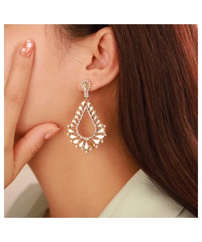 Wedding Bridal Rhinestone Earrings Sparkling Crystal Teardrop Cluster Dangle Earrings for Women Party Prom Champagne $8.39 Ea...