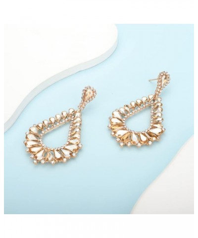 Wedding Bridal Rhinestone Earrings Sparkling Crystal Teardrop Cluster Dangle Earrings for Women Party Prom Champagne $8.39 Ea...