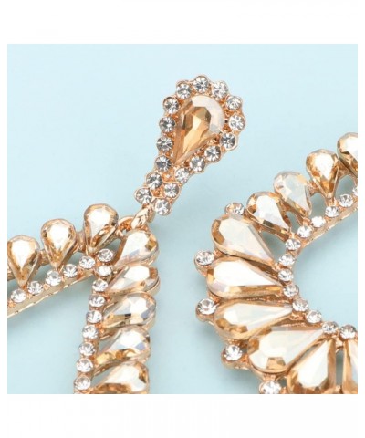 Wedding Bridal Rhinestone Earrings Sparkling Crystal Teardrop Cluster Dangle Earrings for Women Party Prom Champagne $8.39 Ea...