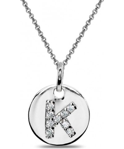 Sterling Silver Letter CZ Initial Alphabet Name Personalized Initial Pendant Necklace for Women Girls, 15” + Extender K $14.2...