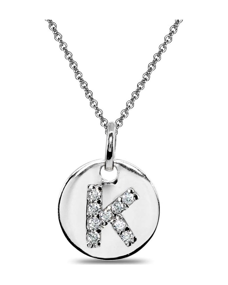 Sterling Silver Letter CZ Initial Alphabet Name Personalized Initial Pendant Necklace for Women Girls, 15” + Extender K $14.2...