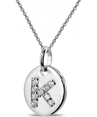 Sterling Silver Letter CZ Initial Alphabet Name Personalized Initial Pendant Necklace for Women Girls, 15” + Extender K $14.2...