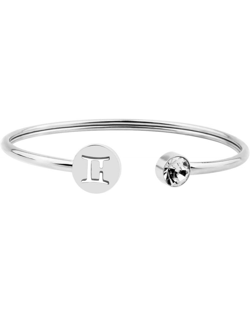 Simple Zodiac Sign Cuff Bracelet with Birthstone Birthday Gift for Women Gemini $7.83 Bracelets