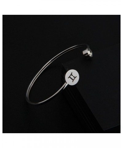 Simple Zodiac Sign Cuff Bracelet with Birthstone Birthday Gift for Women Gemini $7.83 Bracelets