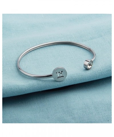 Simple Zodiac Sign Cuff Bracelet with Birthstone Birthday Gift for Women Gemini $7.83 Bracelets