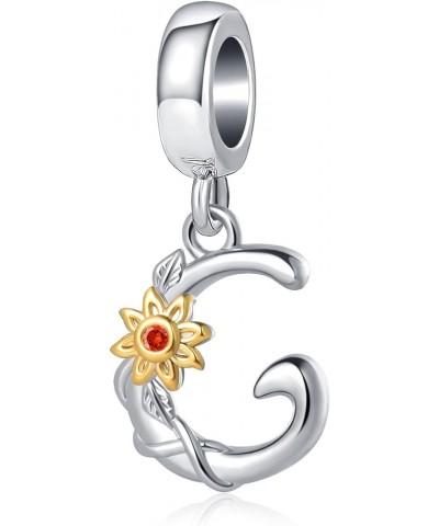 Initial Letter Charm Alphabet A-Z Crystal Sunflower Birthday Dangle Personalized Bead Fit European Charms Bracelet Letter G $...