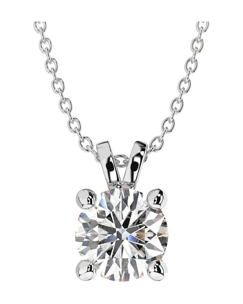 Moissanite Pendant Necklace 1ct-5Ct Classic Round 4 Prong Solitaire Simulated Diamond Necklace for Women Girls 18K White Gold...