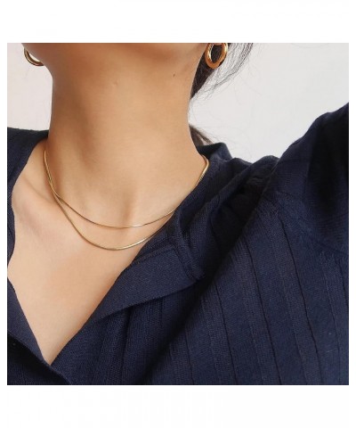 Dainty Choker Necklace for Women, 14K Gold Plated Layered Satellite Bead Choker Thin Trendy Layering Herringbone Necklaces Mi...