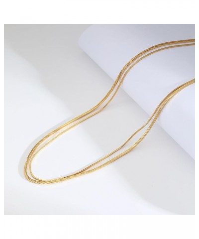 Dainty Choker Necklace for Women, 14K Gold Plated Layered Satellite Bead Choker Thin Trendy Layering Herringbone Necklaces Mi...