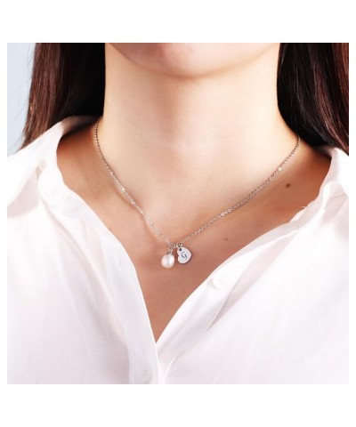 Single Teardrop Pearl Initial Necklace Simple Dainty Necklace Gift for Women Girls A-Z Letter Pendant Necklace G $10.19 Neckl...