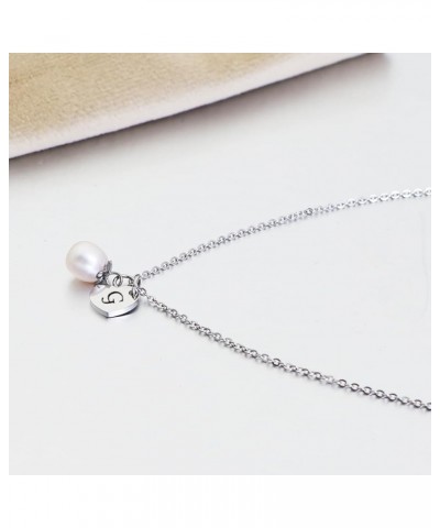 Single Teardrop Pearl Initial Necklace Simple Dainty Necklace Gift for Women Girls A-Z Letter Pendant Necklace G $10.19 Neckl...