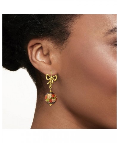 Italian Multicolored Murano Glass Bead and Bow Drop Earrings in 14kt Gold Over Sterling $37.00 Earrings