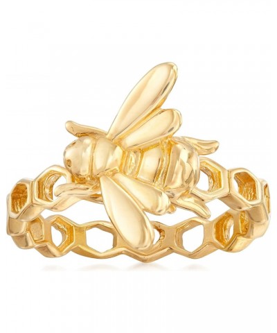 Italian 18kt Gold Over Sterling Bumblebee Honeycomb Ring $33.28 Rings