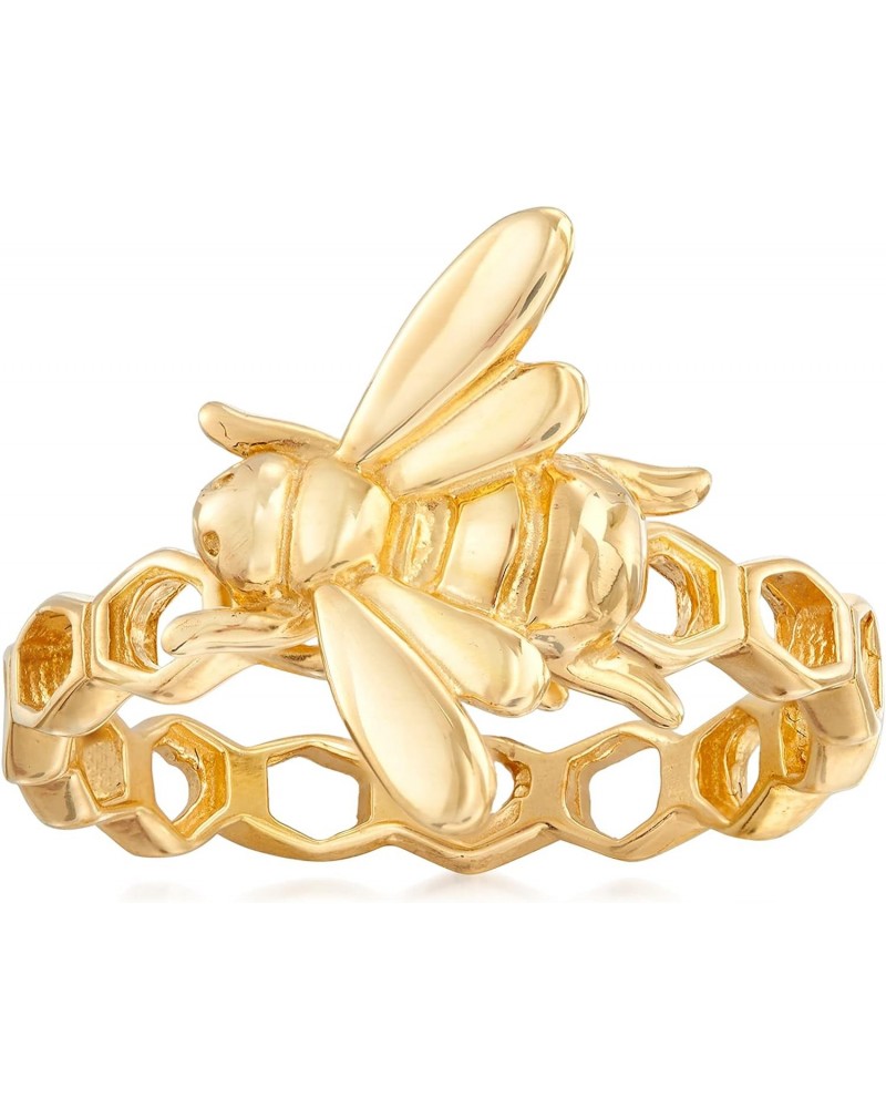 Italian 18kt Gold Over Sterling Bumblebee Honeycomb Ring $33.28 Rings