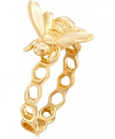 Italian 18kt Gold Over Sterling Bumblebee Honeycomb Ring $33.28 Rings