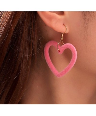 Heart Dangle Earrings Acrylic Pink Earrings for Women Valentines Day Earrings Love Heart dangle Earrings Valentine's Day gift...