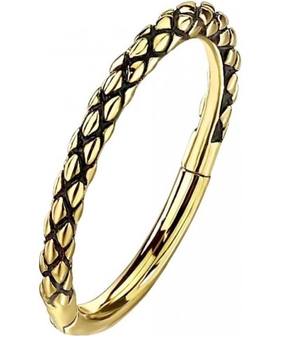 16GA Precision 316L Stainless Steel Oxidized Lizard Skin Patterned Hinged Segment Ring Gold Tone $9.53 Body Jewelry