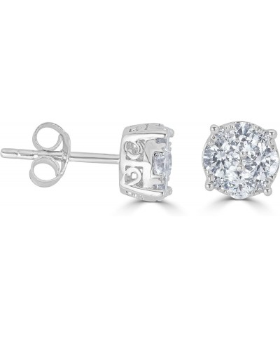 1/4-1.00 Ct Women Round Lab Grown Diamond Stud Earrings Set in 925 Sterling Silver Certified Lab Grown Diamond | 0.50 Carat T...