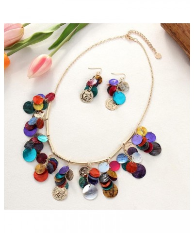 Colorful Coin Shell Tassel Necklace Nature Mother Of Pearl Handmade Chain Bohemian Style Choker Jewellry For Women Mix $12.53...