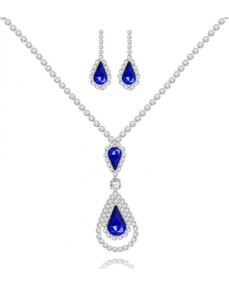 Alloy Crystal Wedding Jewelry Sets for Brides Rhinestone Necklace and Drop Earrings Platinum Plated Y644 Y1662 with 7 cards $...