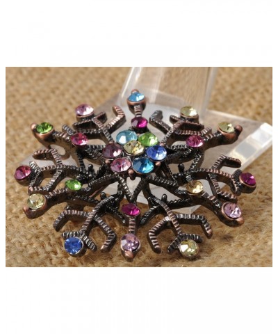 Copper Tone Shiny Colorful Crystal Rhinestones Snowflake Christmas Holiday Brooch Pin $10.79 Brooches & Pins