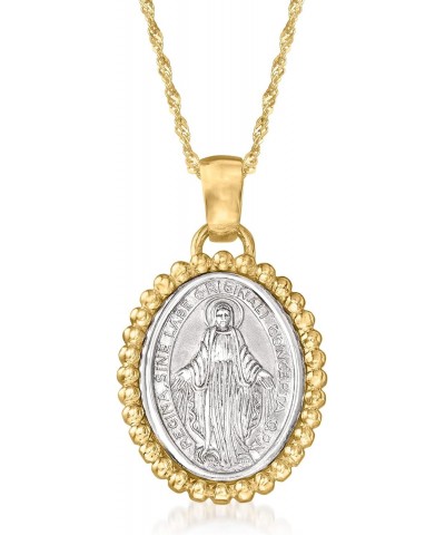 Italian 14kt 2-Tone Gold Miraculous Medal Adjustable Pendant Necklace $187.72 Necklaces