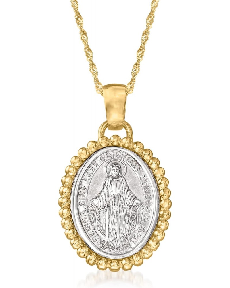 Italian 14kt 2-Tone Gold Miraculous Medal Adjustable Pendant Necklace $187.72 Necklaces