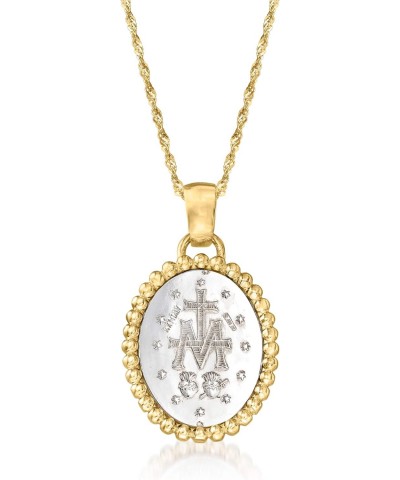 Italian 14kt 2-Tone Gold Miraculous Medal Adjustable Pendant Necklace $187.72 Necklaces