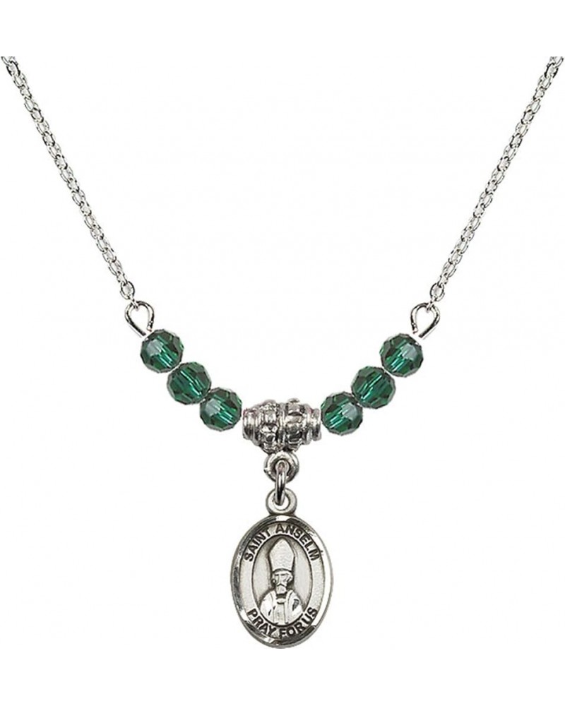 May Birth Month Bead Necklace with Catholic Patron Saint Petite Charm, 18 Inch Saint Anselm of Canterbury $32.51 Necklaces