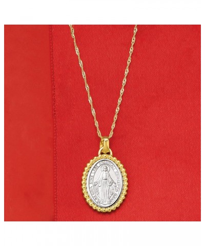 Italian 14kt 2-Tone Gold Miraculous Medal Adjustable Pendant Necklace $187.72 Necklaces