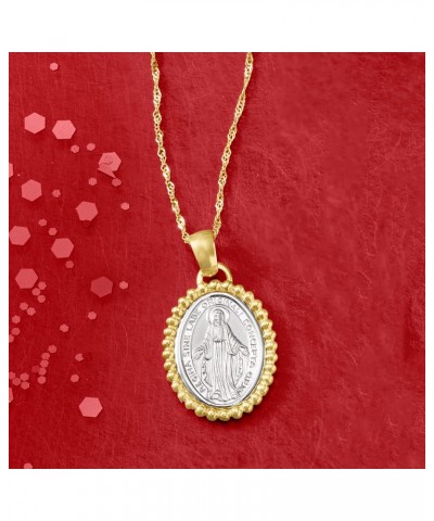 Italian 14kt 2-Tone Gold Miraculous Medal Adjustable Pendant Necklace $187.72 Necklaces