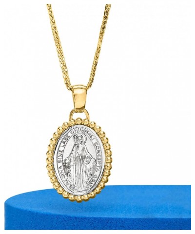 Italian 14kt 2-Tone Gold Miraculous Medal Adjustable Pendant Necklace $187.72 Necklaces