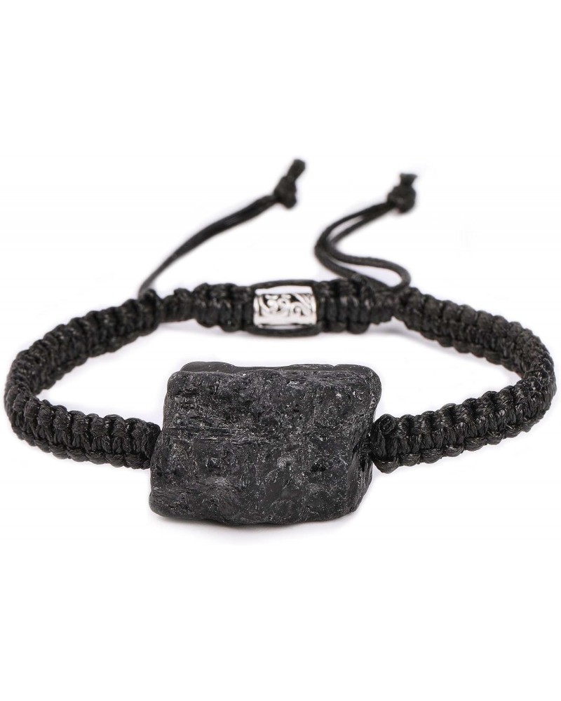 Handmade Black Tourmaline Large Natural Stone Adjustable Black String Bracelet Men's and Women's Gifts $8.24 Bracelets