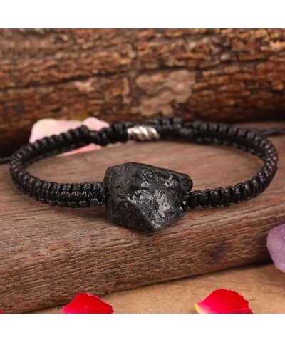 Handmade Black Tourmaline Large Natural Stone Adjustable Black String Bracelet Men's and Women's Gifts $8.24 Bracelets