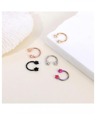 16G Septum Rings Star Heart Septum Jewelry Surgical Steel Horseshoe Nose Rings Eyebrow Lip Navel Belly Nipple Piercing Rings ...