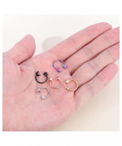 16G Septum Rings Star Heart Septum Jewelry Surgical Steel Horseshoe Nose Rings Eyebrow Lip Navel Belly Nipple Piercing Rings ...