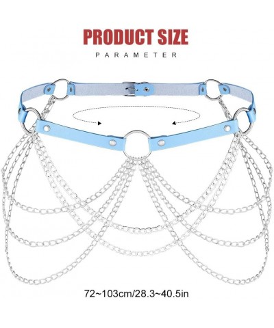 Goth Waist Chain Belts Leather Body Chain Punk Rock Rave Belt Body Jewelry for Women and Girls Blue $9.18 Body Jewelry