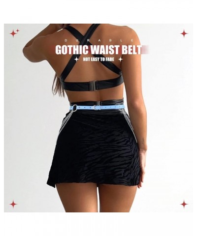 Goth Waist Chain Belts Leather Body Chain Punk Rock Rave Belt Body Jewelry for Women and Girls Blue $9.18 Body Jewelry