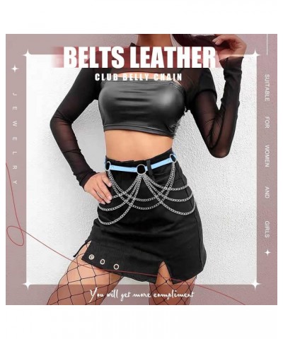 Goth Waist Chain Belts Leather Body Chain Punk Rock Rave Belt Body Jewelry for Women and Girls Blue $9.18 Body Jewelry