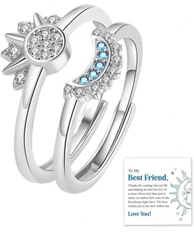 To My Best Friend, I'M Always Right Here Sun And Moon Ring, Sun And Moon Ring Set, Stackable Friendship Promise Ring, Zircon ...