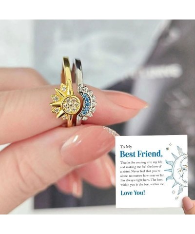 To My Best Friend, I'M Always Right Here Sun And Moon Ring, Sun And Moon Ring Set, Stackable Friendship Promise Ring, Zircon ...