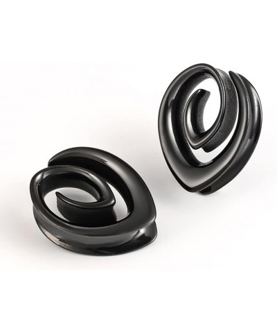 2 PCS Hypoallergenic 316 Stainless Steel 0G-1" Spiral Simple Saddle Hangers Plugs Unique Saddle Gauges Ear Plugs Expander Str...