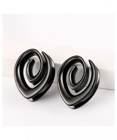 2 PCS Hypoallergenic 316 Stainless Steel 0G-1" Spiral Simple Saddle Hangers Plugs Unique Saddle Gauges Ear Plugs Expander Str...