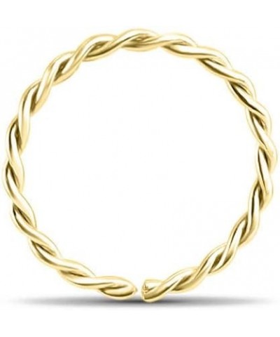 14k Yellow Gold Nose Hoops Twisted Seamless Nose Rings 1/4" 9/32" 5/16" 3/8" 22G 20G 18G 3/8" -22G $15.51 Body Jewelry