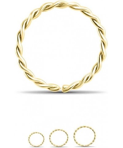 14k Yellow Gold Nose Hoops Twisted Seamless Nose Rings 1/4" 9/32" 5/16" 3/8" 22G 20G 18G 3/8" -22G $15.51 Body Jewelry