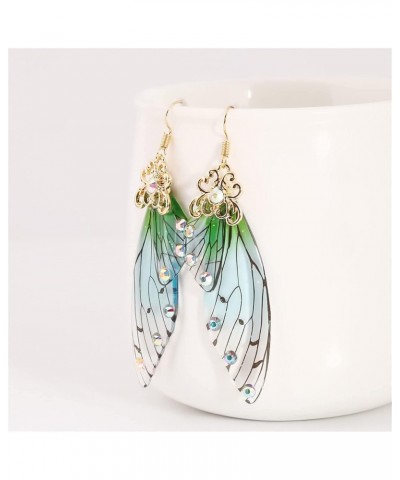 Cicada wings drop earrings For Women Cicada Wing drop earrings crystal earrings Jewelry,Green Practical $4.44 Earrings